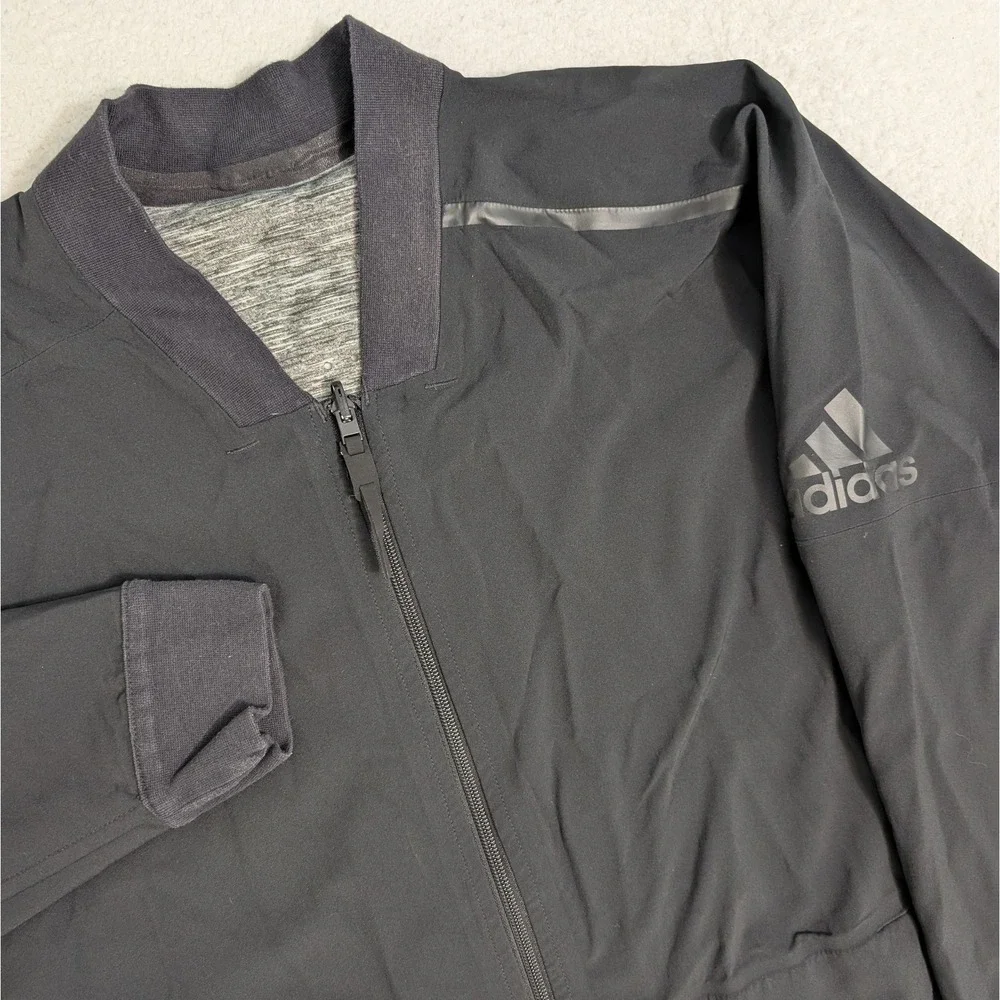 Adidas Running Sports Reversible Jacket‎ Mens XL Ventilated Gry Black $120